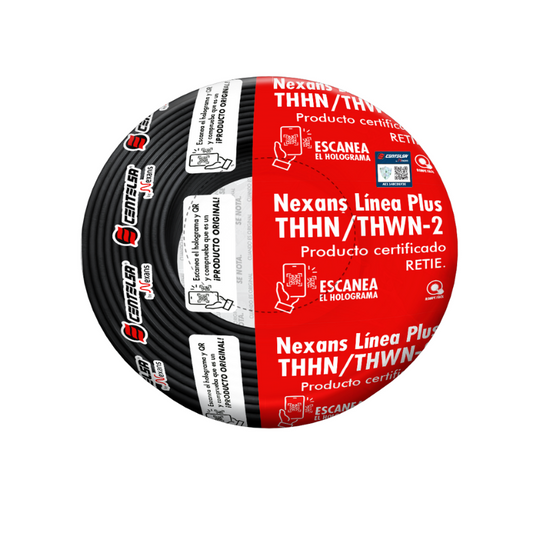 ALAMBRE RIGIDO NEGRO #12 AWG THHN/THWN-2 660v RoHs CENTELSA ROLLO X 100 MTS