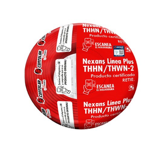 ALAMBRE RIGIDO ROJO #12 AWG THHN/THWN-2 660v RoHs CENTELSA ROLLO X 100 MTS
