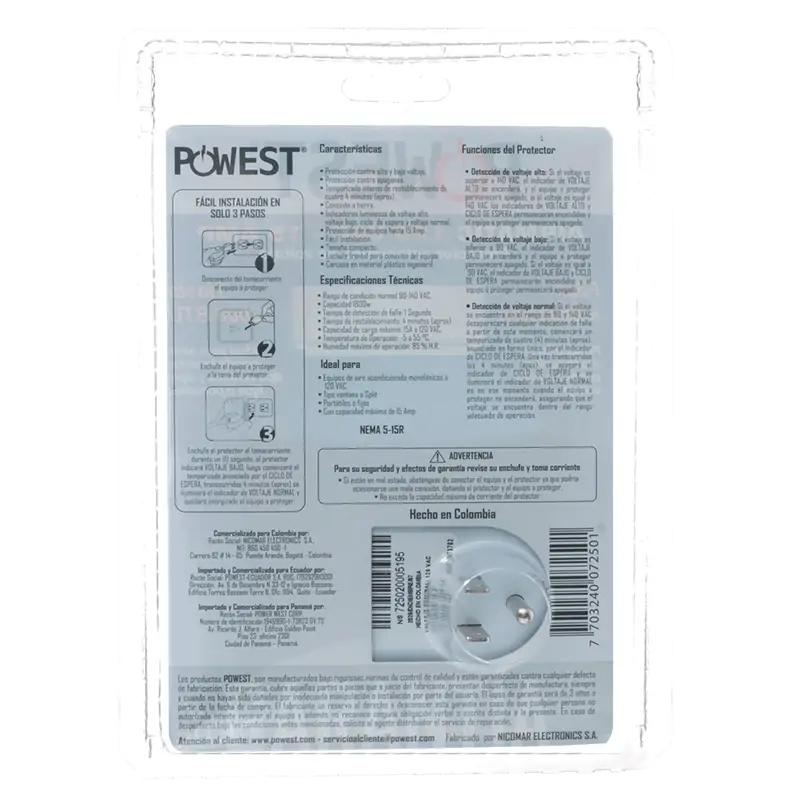 PROTECTOR DE VOLTAJE POWEST AIRMATIC 120V/15A