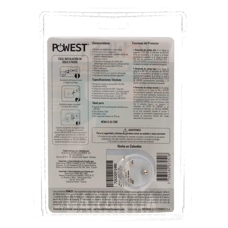 PROTECTOR DE VOLTAJE POWEST AIRMATIC 220V/20A