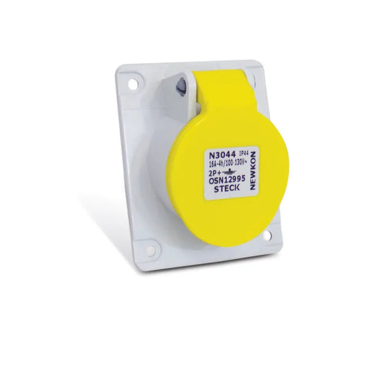 TOMA BASE EMPOTRABLE 2P+T 16A 100/130VCA 4H AMARILLO IP44 REF: H3044 STECK