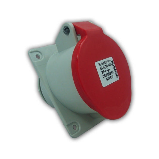 TOMA BASE EMPOTRABLE 3P+T 32A 380/415VCA 6H ROJO IP44 REF: H4246 STECK