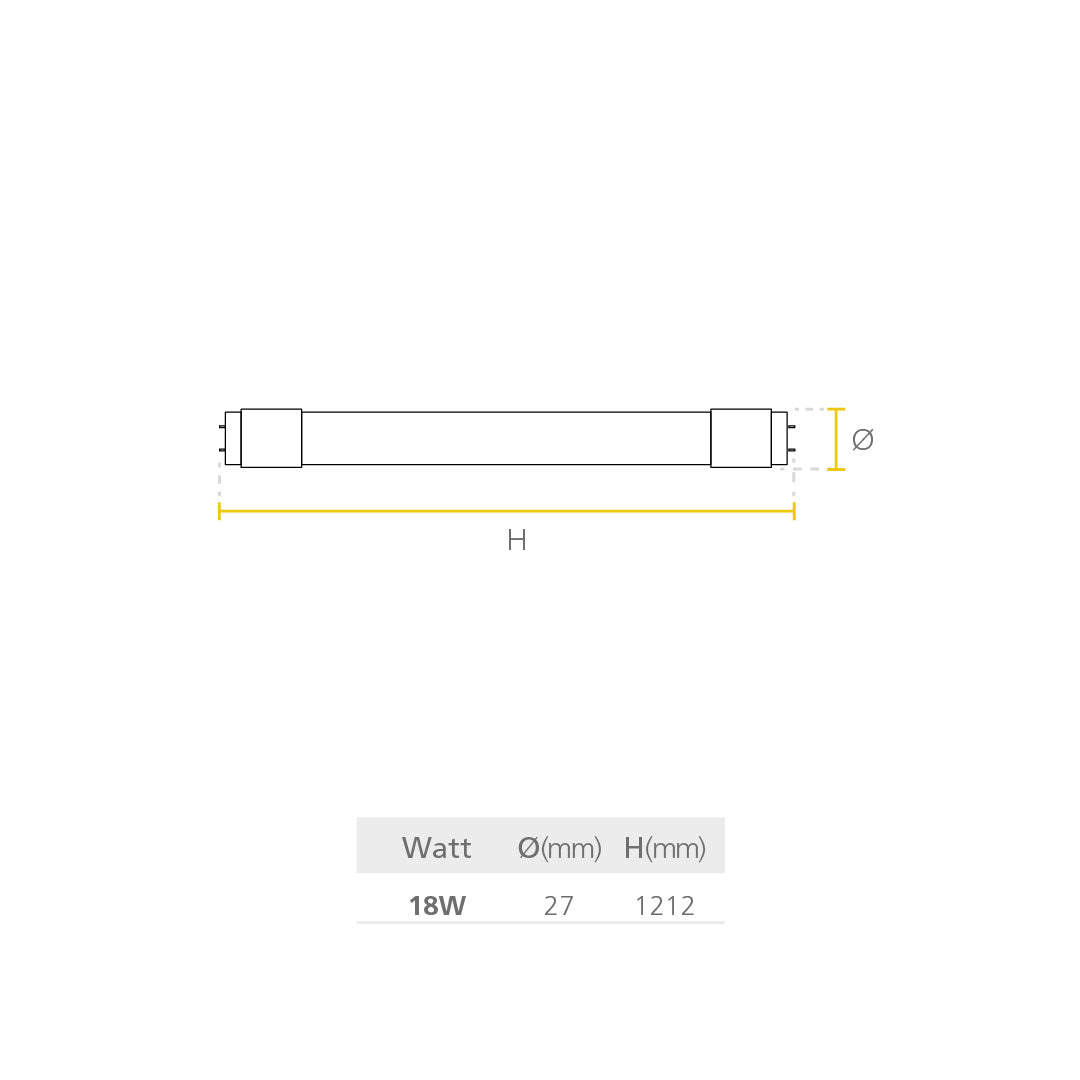 LED TUBE 18W T8 DL 100-277V 6500K EN POLICARBONATO REF: P25125-3