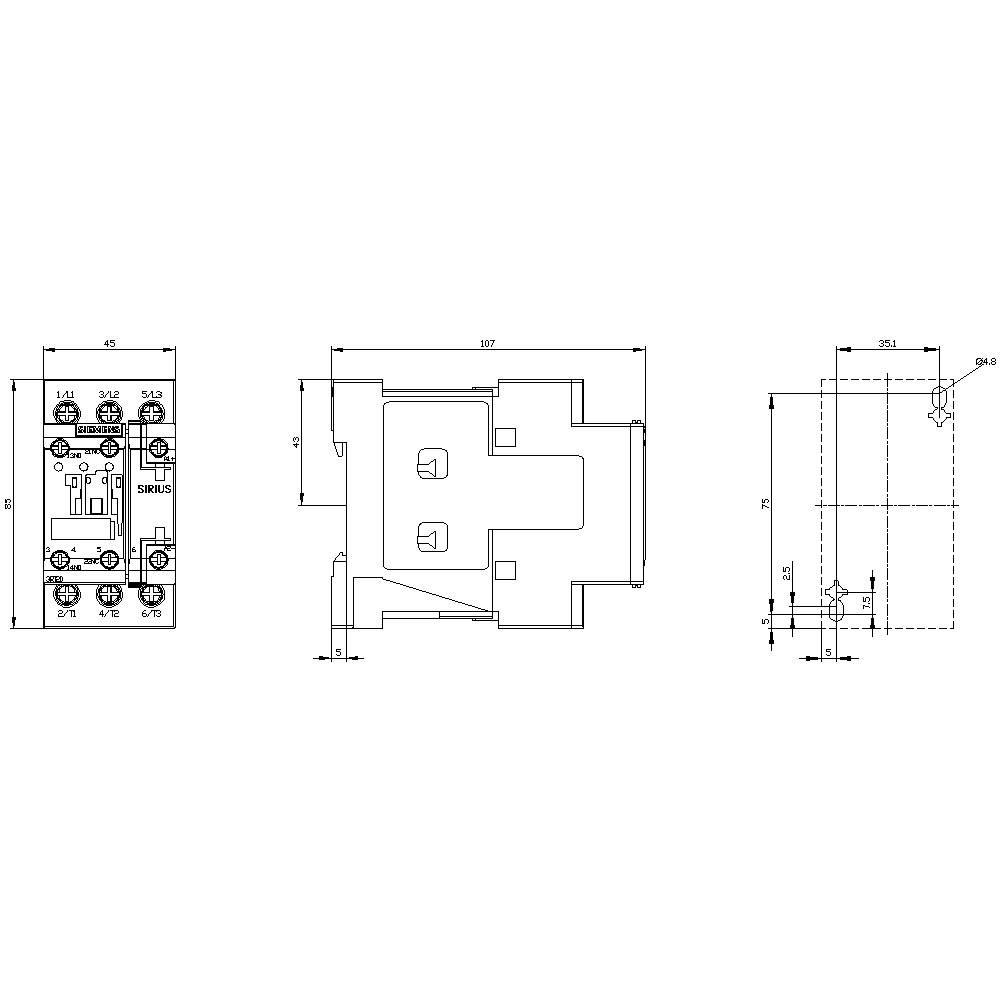 Contactor principal tripolar SIRIUS 3RT2028-1BB40